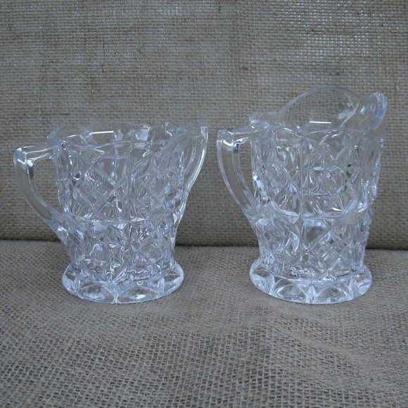Vintage Fostoria Glass Crystal Sugar & Creamer Set - Picture 5 of 16